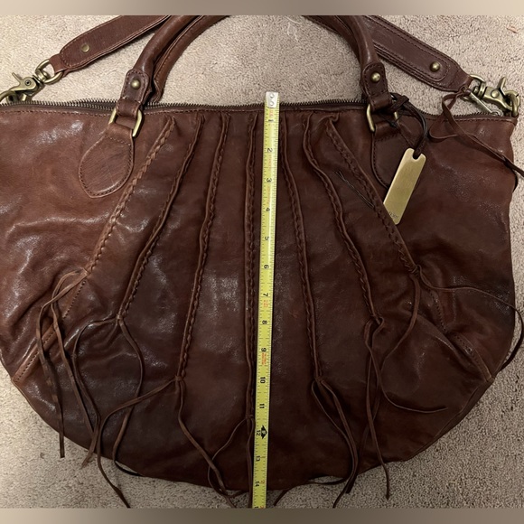 Large boho Botkier brown leather cross-body satchel - Picture 6 of 6